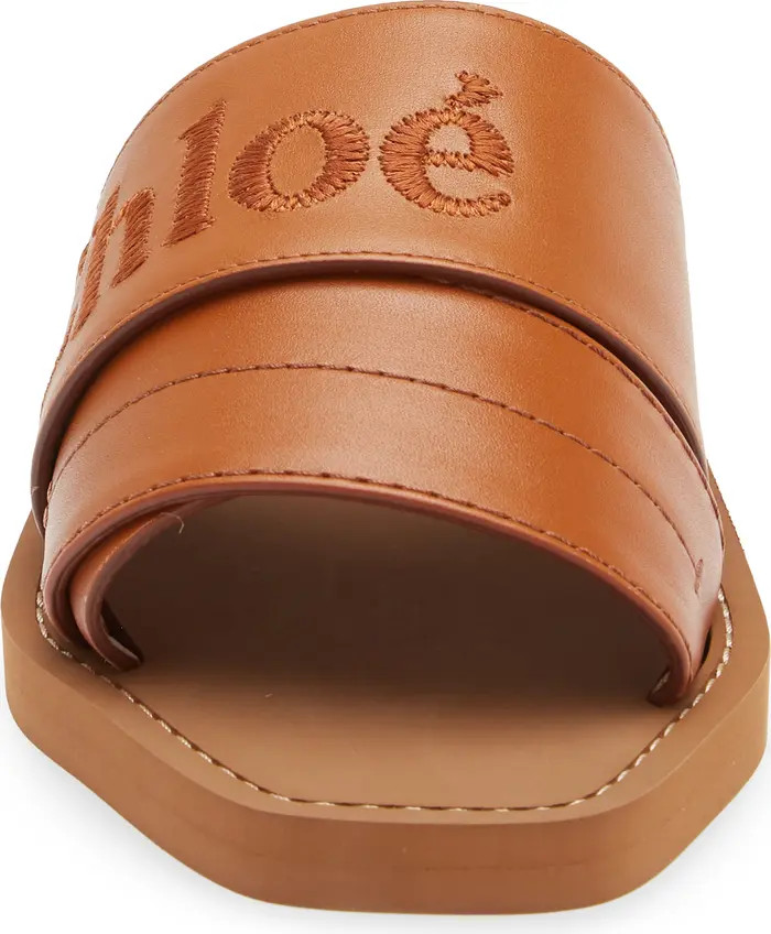 Chloé Woody Embroidered Logo Leather Slide Sandal (Women) | Nordstrom | Nordstrom