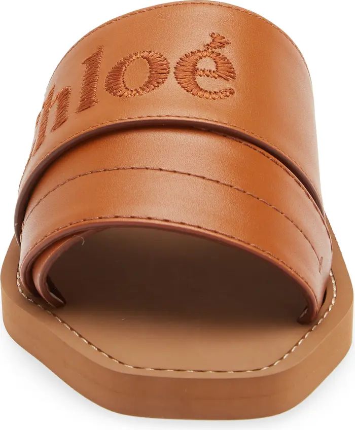 Chloé Woody Embroidered Logo Leather Slide Sandal (Women) | Nordstrom | Nordstrom