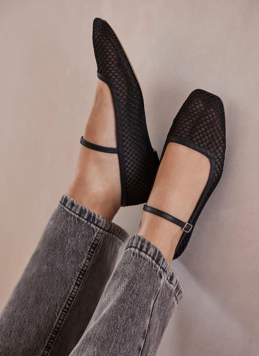 Black Mesh Ballet Pumps | Mint Velvet
