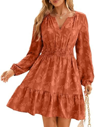 BerryGo Womens Long Sleeve Mini Dress Casual A Line Flowy Loose Vacation Party Babydoll Fall Shor... | Amazon (US)