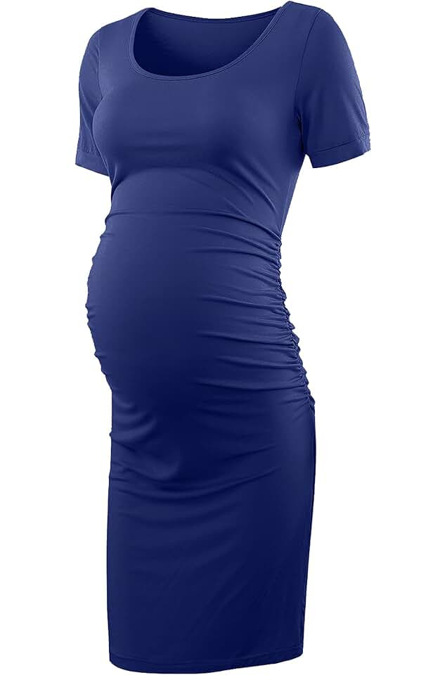 Daily Wear & Baby Shower, Maternity Bodycon Dress, Ruched Side Short and 3/4 Sleeve Dress | Amazon (US)