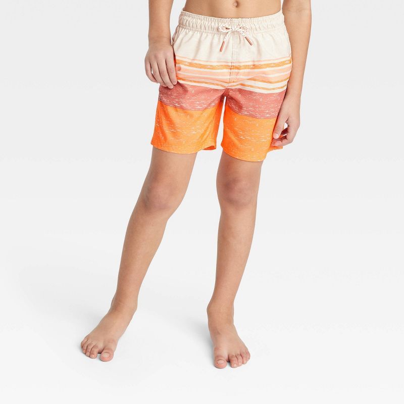 Boys' Striped Swim Trunks - Cat & Jack™ Orange | Target