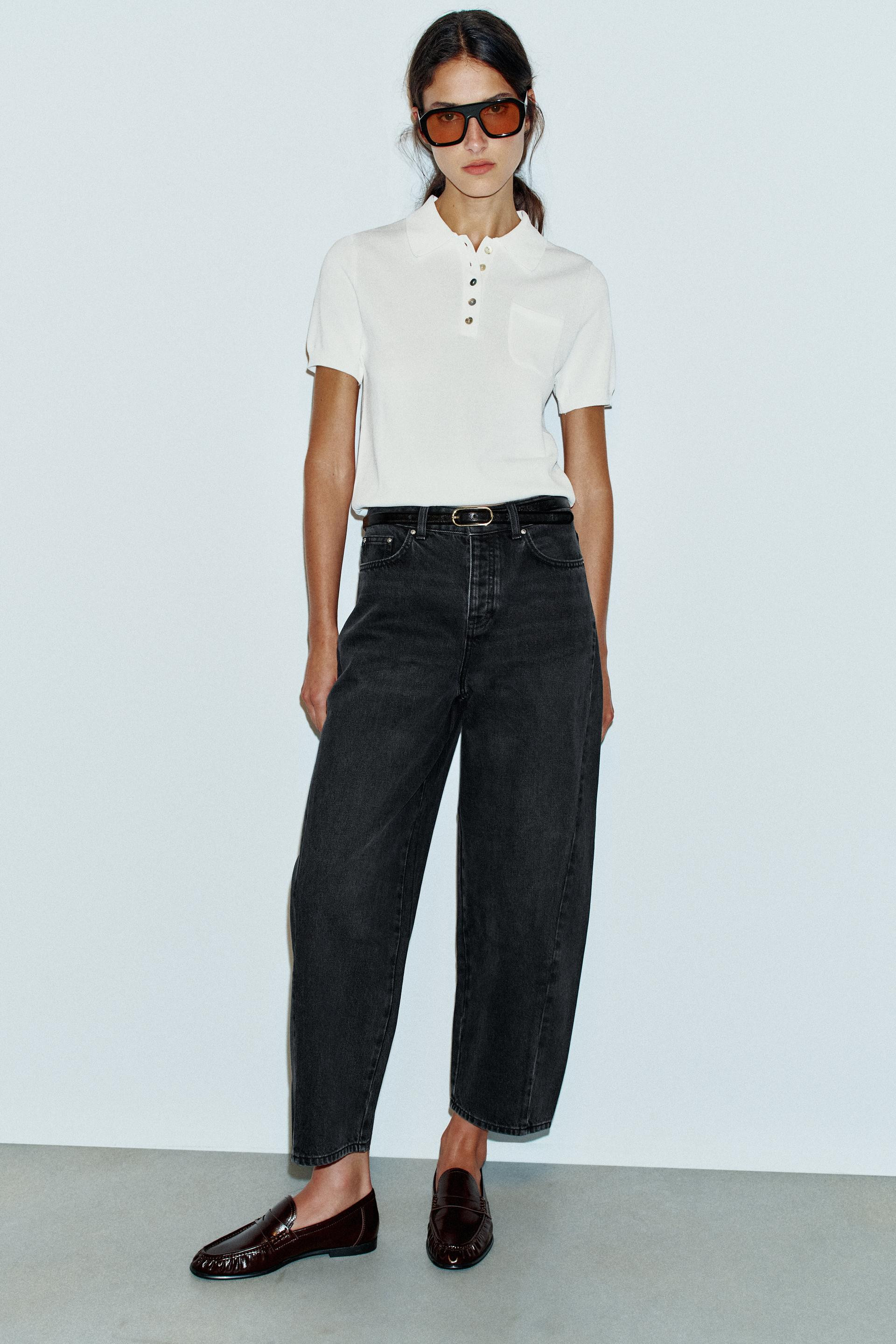 Zara - Z1975 High-Rise Barrel Jeans - White - 32 (Us 14) - Woman | Zara US