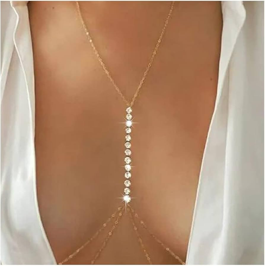 Cubahop Sparkle Crystal Chest Chain Bra Bikini Chain Harness Body Chain Summer Beach Nightclub Je... | Amazon (UK)