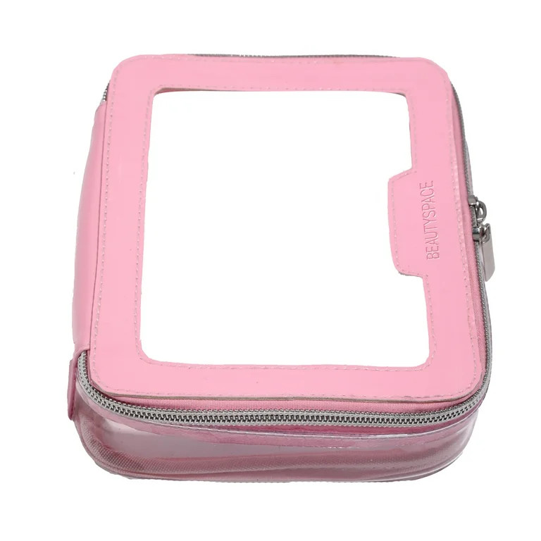 BEAUTYSPACE Pink Color Piped Clear Travel Bag | Walmart (US)