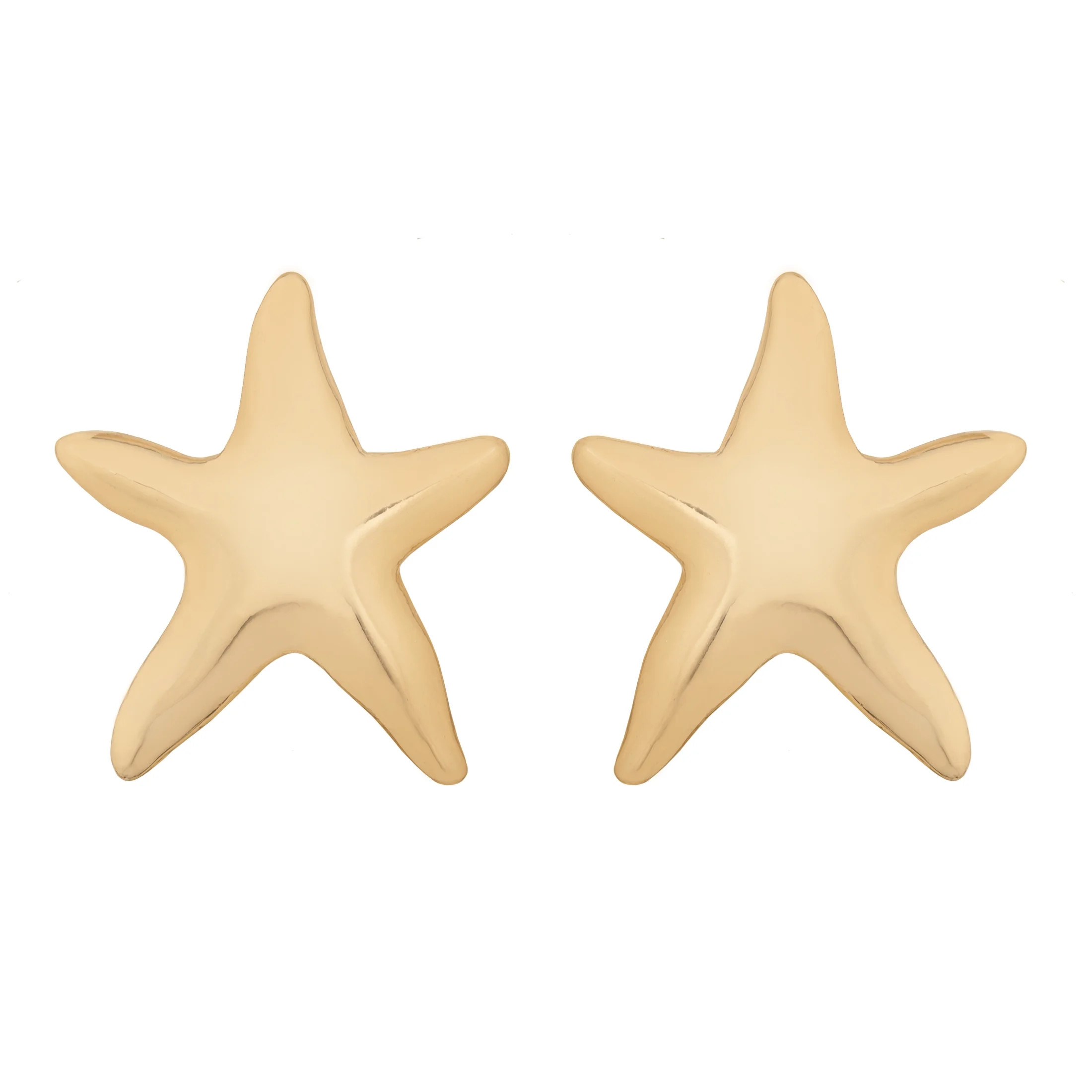 Time and Tru Women's Gold Tone Starfish Stud Earrings | Walmart (US)