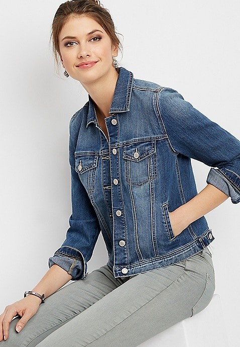 traditional medium wash denim jacket | Maurices
