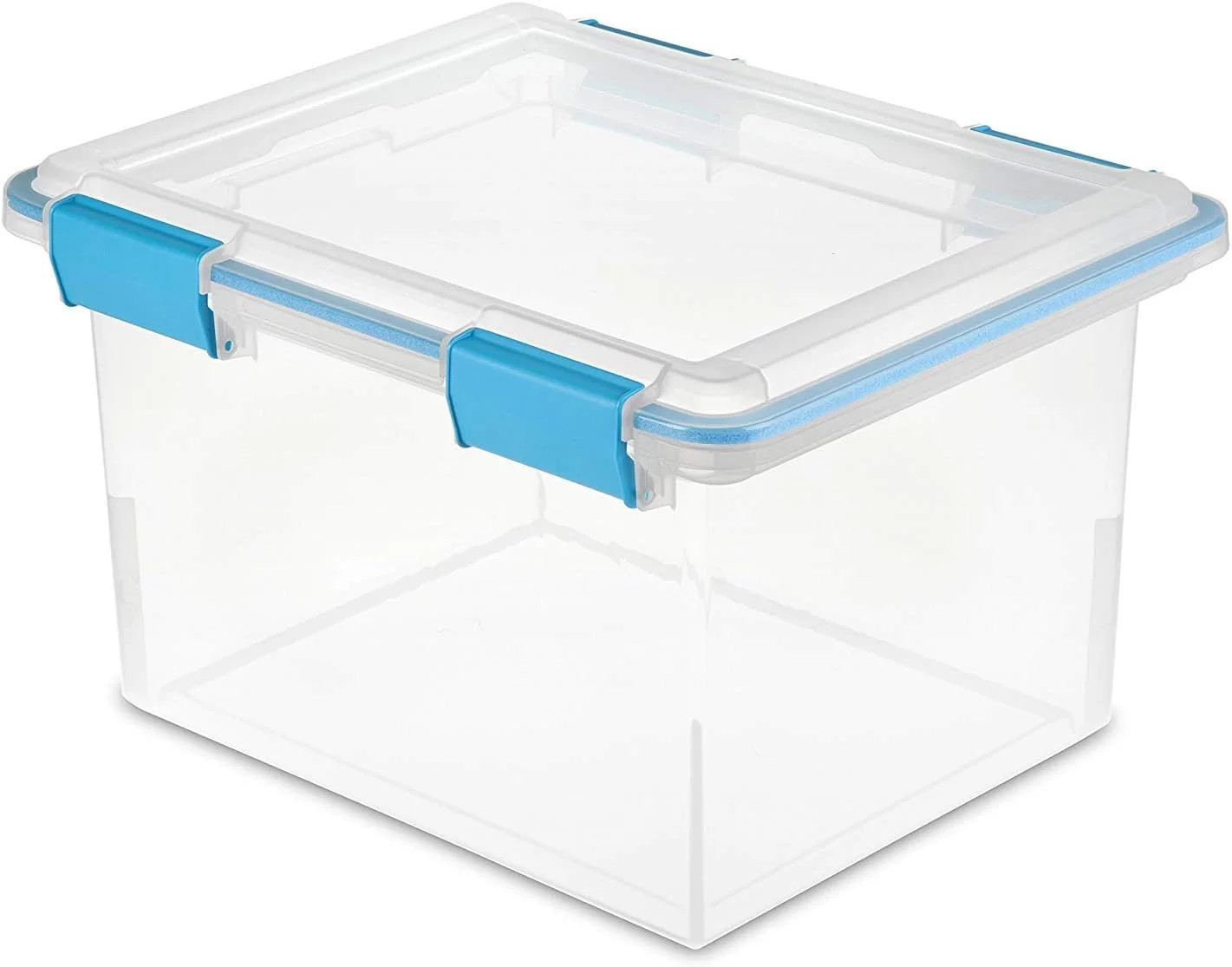 Sterilite 32 Quart Gasket Box, Weather-Resistant Clear File Storage Bin with Latch Lid, Blue | Walmart (US)