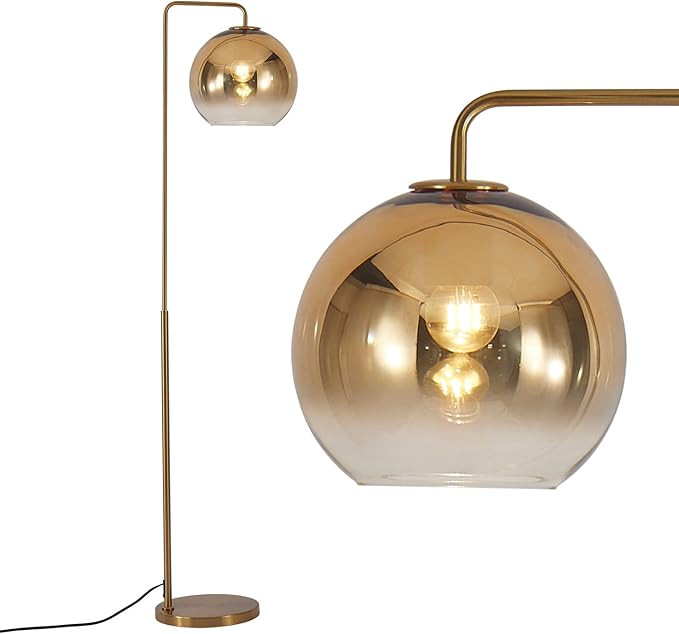KCO Lighting Contemporary Gradient Gold Floor Lamp Glass Globe LED Standing Light Mid Century Tal... | Amazon (US)