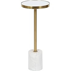 Kate and Laurel Hescott Modern Decorative Round Drink Table with Natural Marble Base and Mirrored... | Amazon (US)