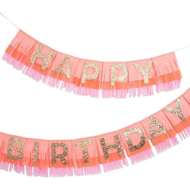 Pink Happy Birthday Fringe Garland | Maisonette