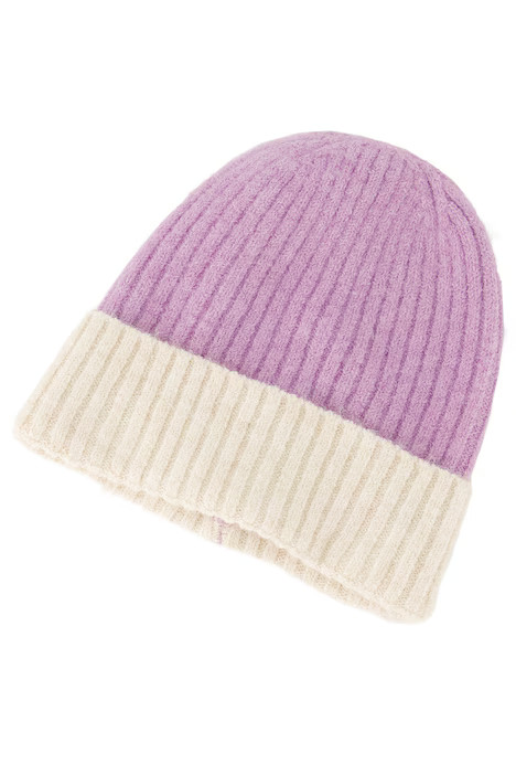 Two Tone Ribbed Knit Beanie | Ulla Popken - US