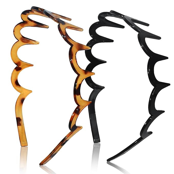 2026 Zigzag Headbands for Women, 2-Pack U-Shaped Hair Comb Headbands, Non-Slip Slick-Back Hair Ac... | Amazon (US)