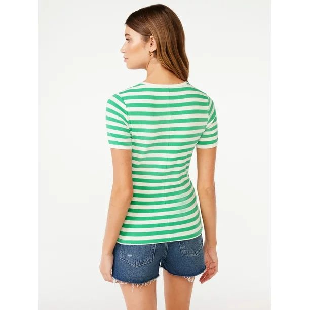 Free Assembly Women's Ribbed Crewneck Tee with Short Sleeves, Sizes XS-XXXL | Walmart (US)