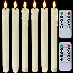 Homemory Real Wax LED Flameless Taper Candles with Remote Timer, 9.6 Inches Ivory Flameless Candl... | Amazon (US)