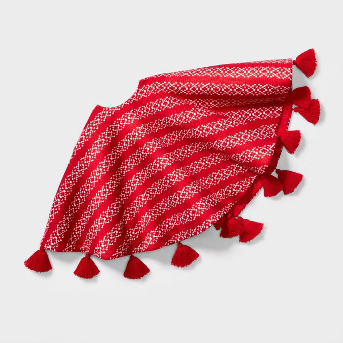 48in Fair Isle Christmas Tree Skirt with Tassels Red/White - Wondershop™ | Target