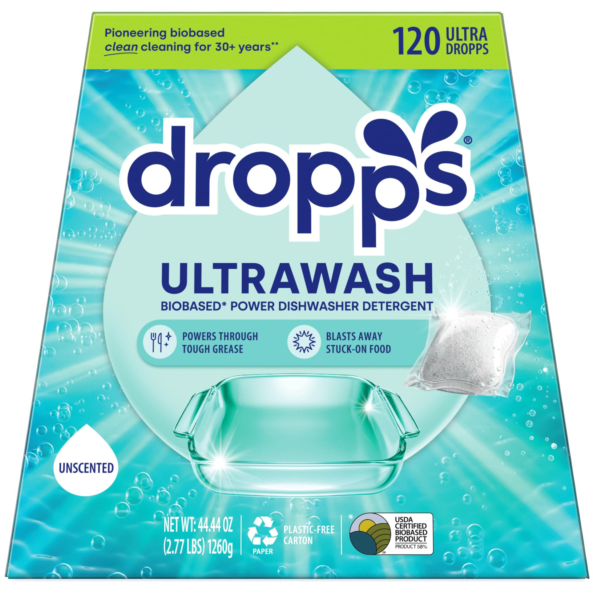 Dropps UltraWash Dishwasher Detergent Pods, Unscented (120 Ct) - Free & Clear | Cuts Grease & Stu... | Amazon (US)