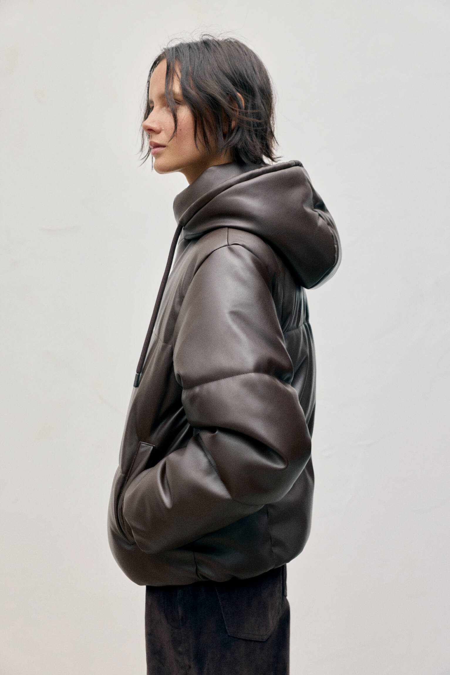 Leather Effect Padded Jacket - pull&bear | PULL and BEAR UK