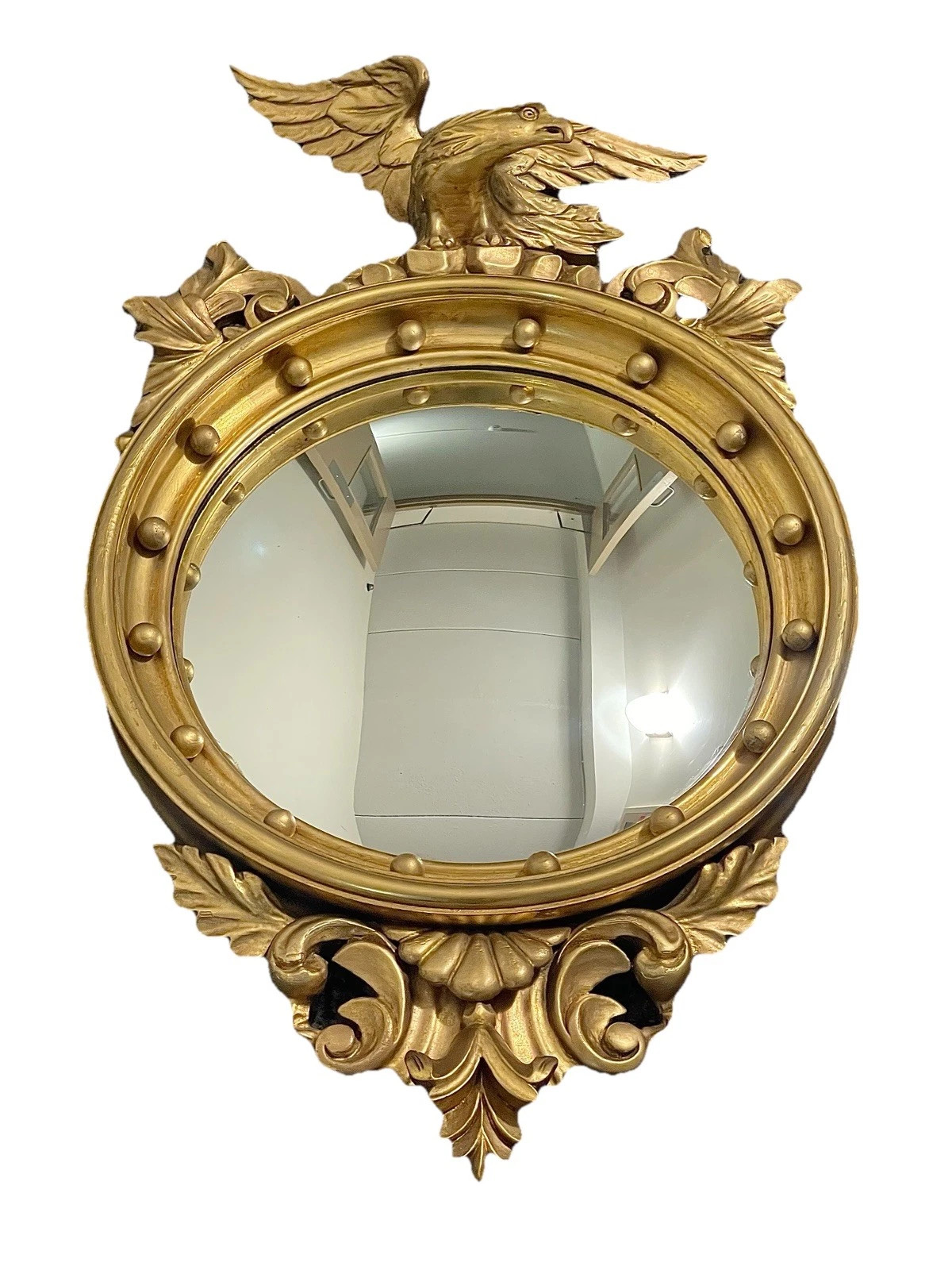 ANTIQUE AMERICAN PRIMITIVE GOLD GILT CONVEX BULL-EYE FEDERAL EAGLE MIRROR | eBay US