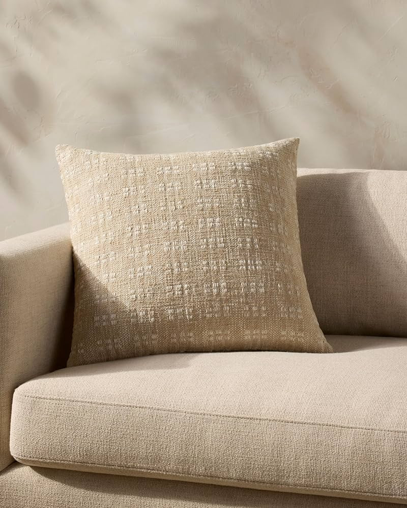 Loloi Magnolia Home by Joanna Gaines Bryn Collection PMH0062 Beige 22'' x 22'' Cover w/Down Pillo... | Amazon (US)