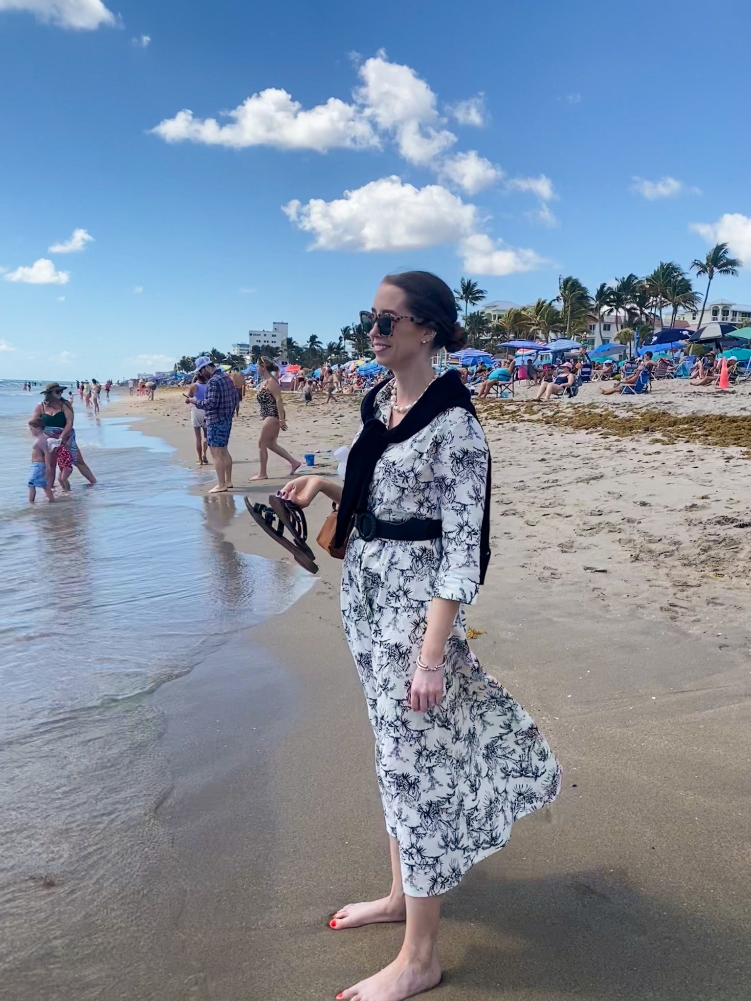 Tropical toile dress - true to size but you could size up for more of a relaxed fit! 

beach vacation outfit - summer outfit - spring outfit - black sandals 

#LTKFindsUnder50 #LTKStyleTip #LTKSeasonal