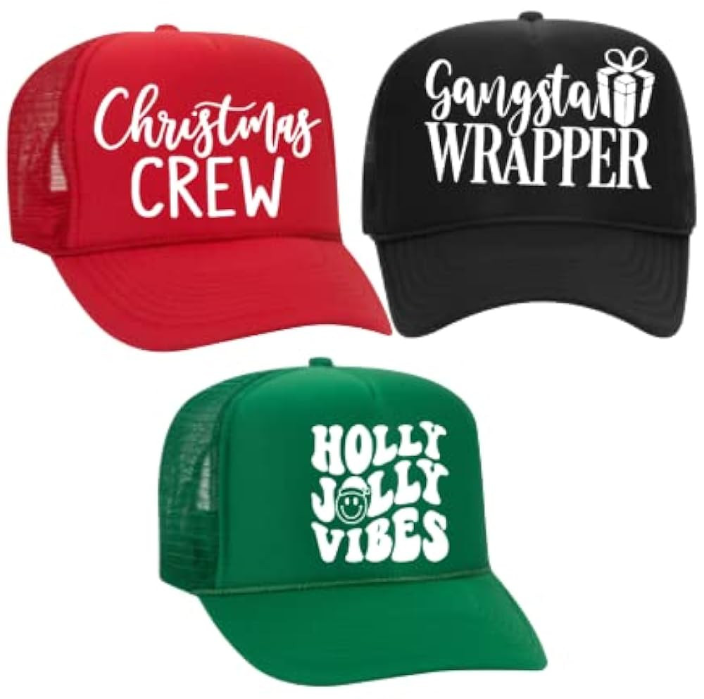 Santa Baby feelin festive what up grin Holly jolly vibes Christmas Holiday trucker baseball hat p... | Amazon (US)