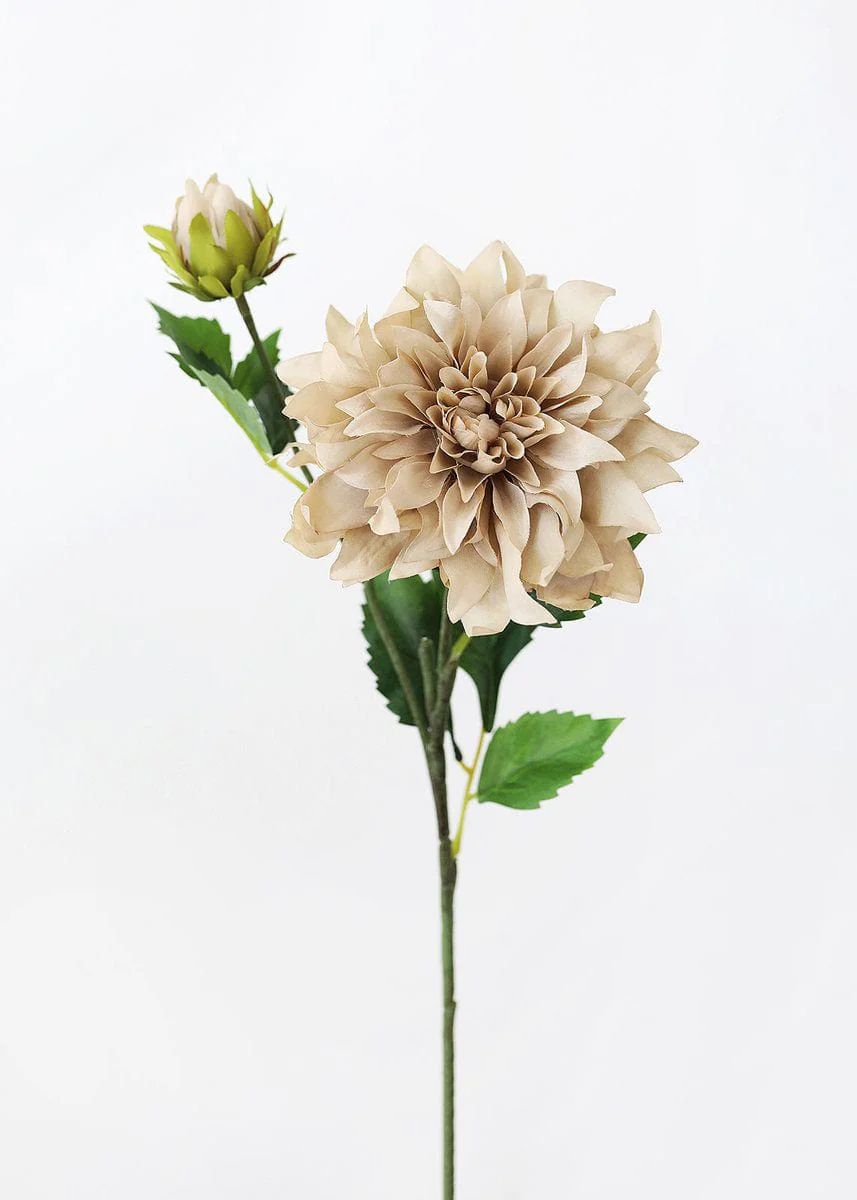 Dahlia Silk Flower in Taupe - 19.5 | Afloral (US)