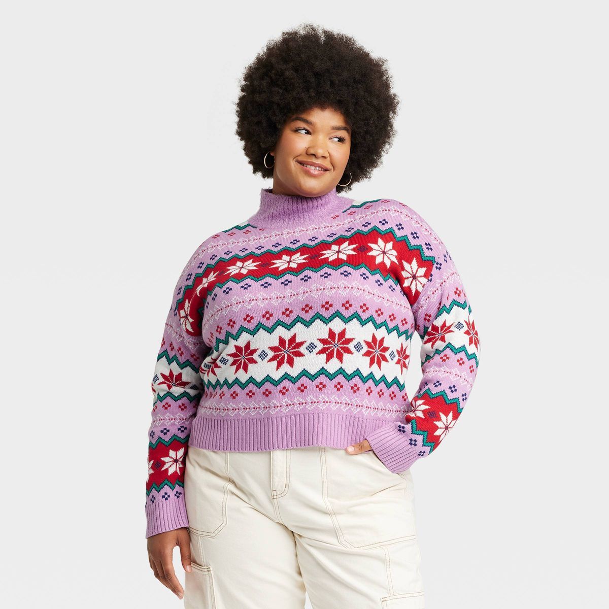 Women's Argyle Graphic Sweater - Purple | Target