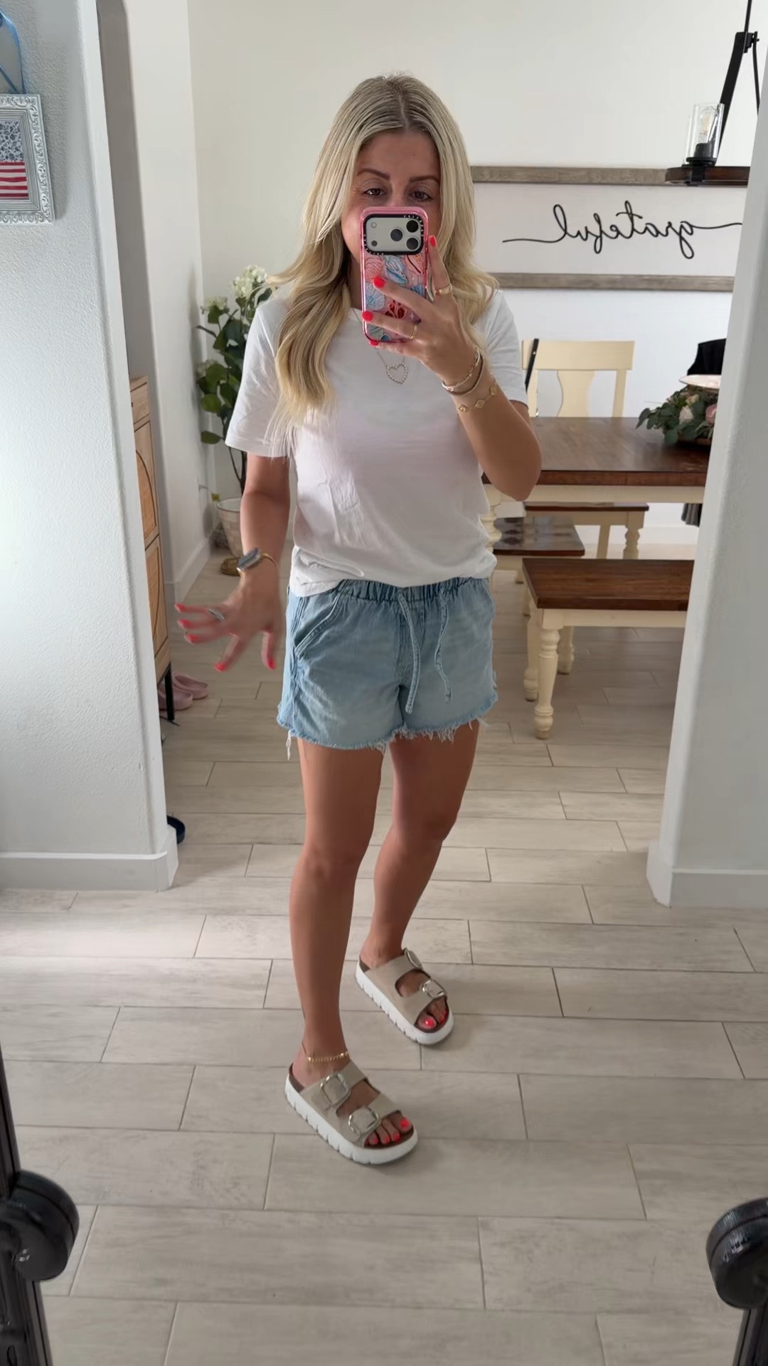 Summer outfit on sale
Small white tee
Denim shorts small
Sandals tts

#LTKootd #LTKSaleAlert
