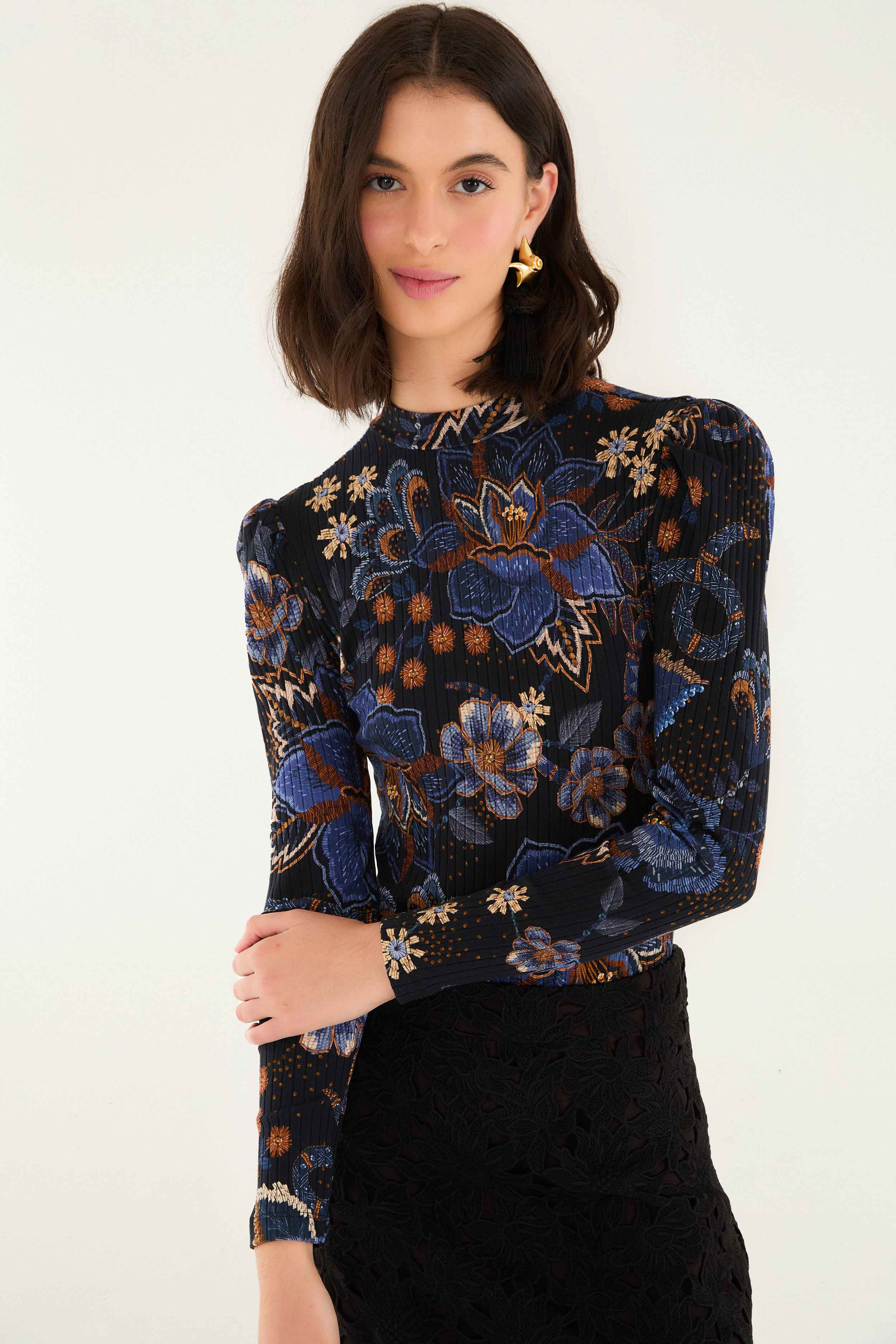 Black Snakes Bouquet Organic Cotton Bodysuit | FARM Rio | FarmRio (US)