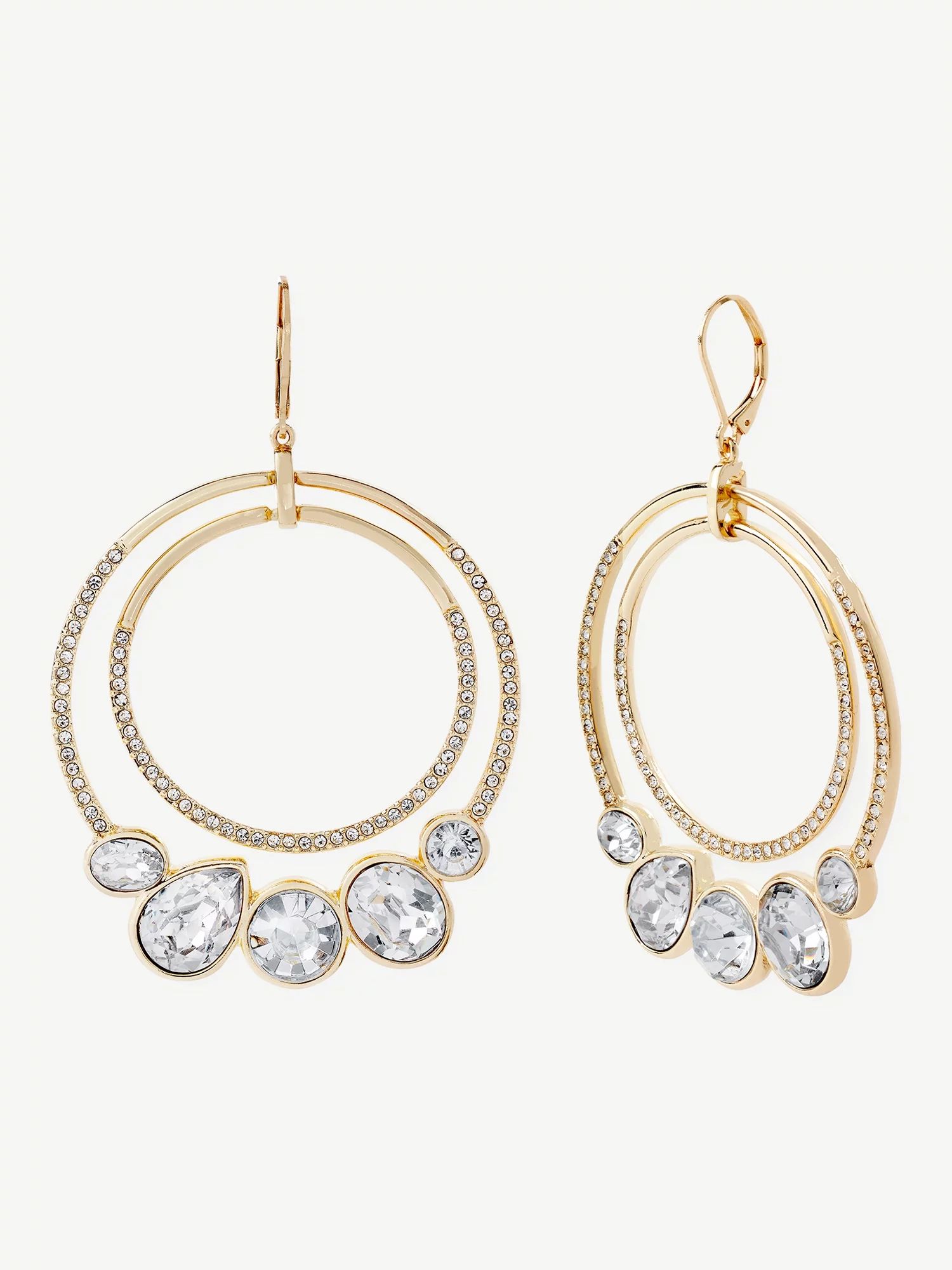Sofia Jewelry by Sofia Vergara Women's Gold-Tone Stone Double Hoop Earrings | Walmart (US)