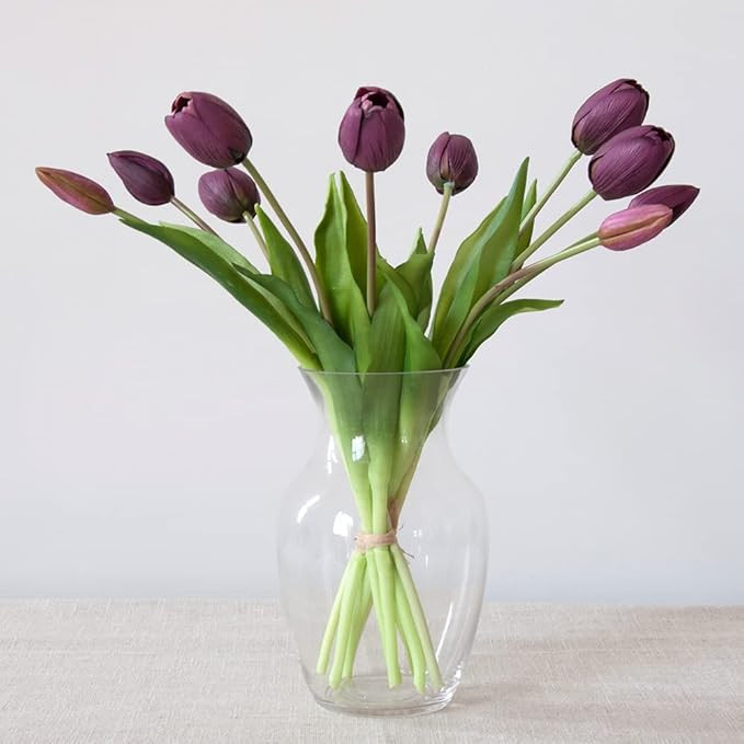 Aoivrb 10 pcs Purple Flowers Artificial Tulip Flowers 16 "Home Kitchen Wedding Shop Decoration (D... | Amazon (US)