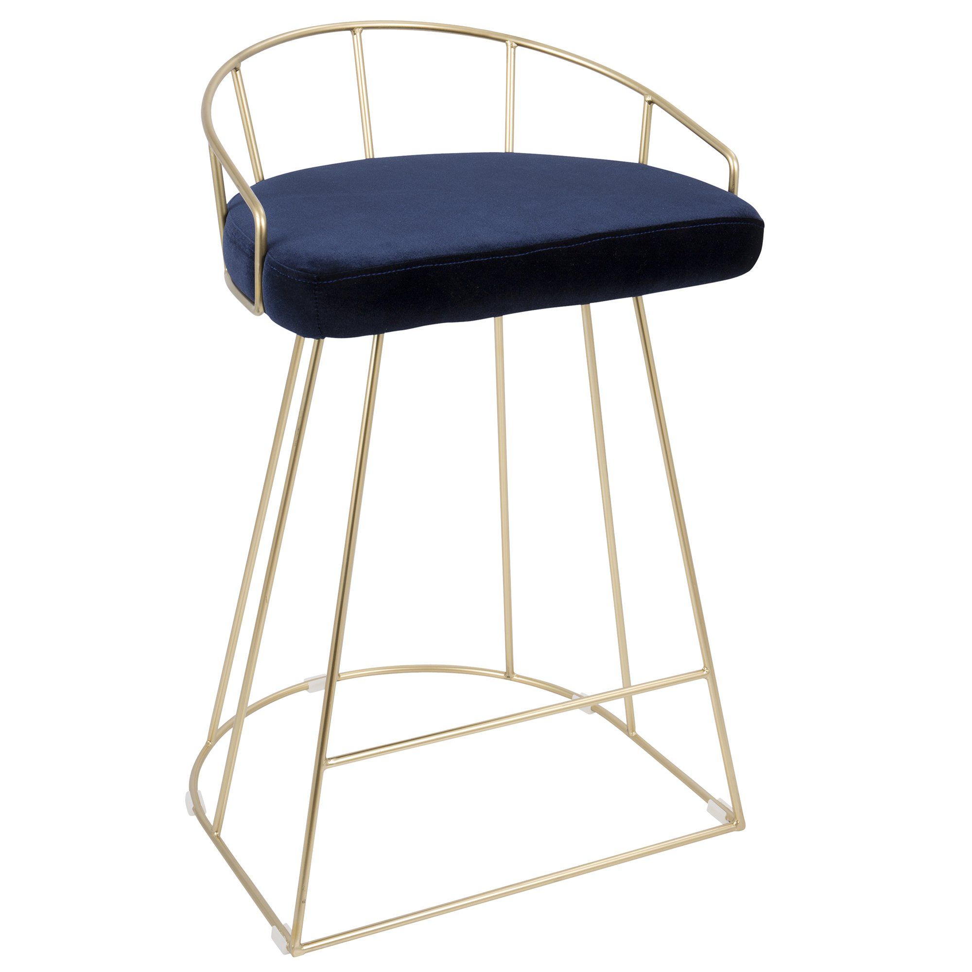 Canary Contemporary Counter Stool in Gold with Blue Velvet by LumiSource - Set of 2 | Walmart (US)