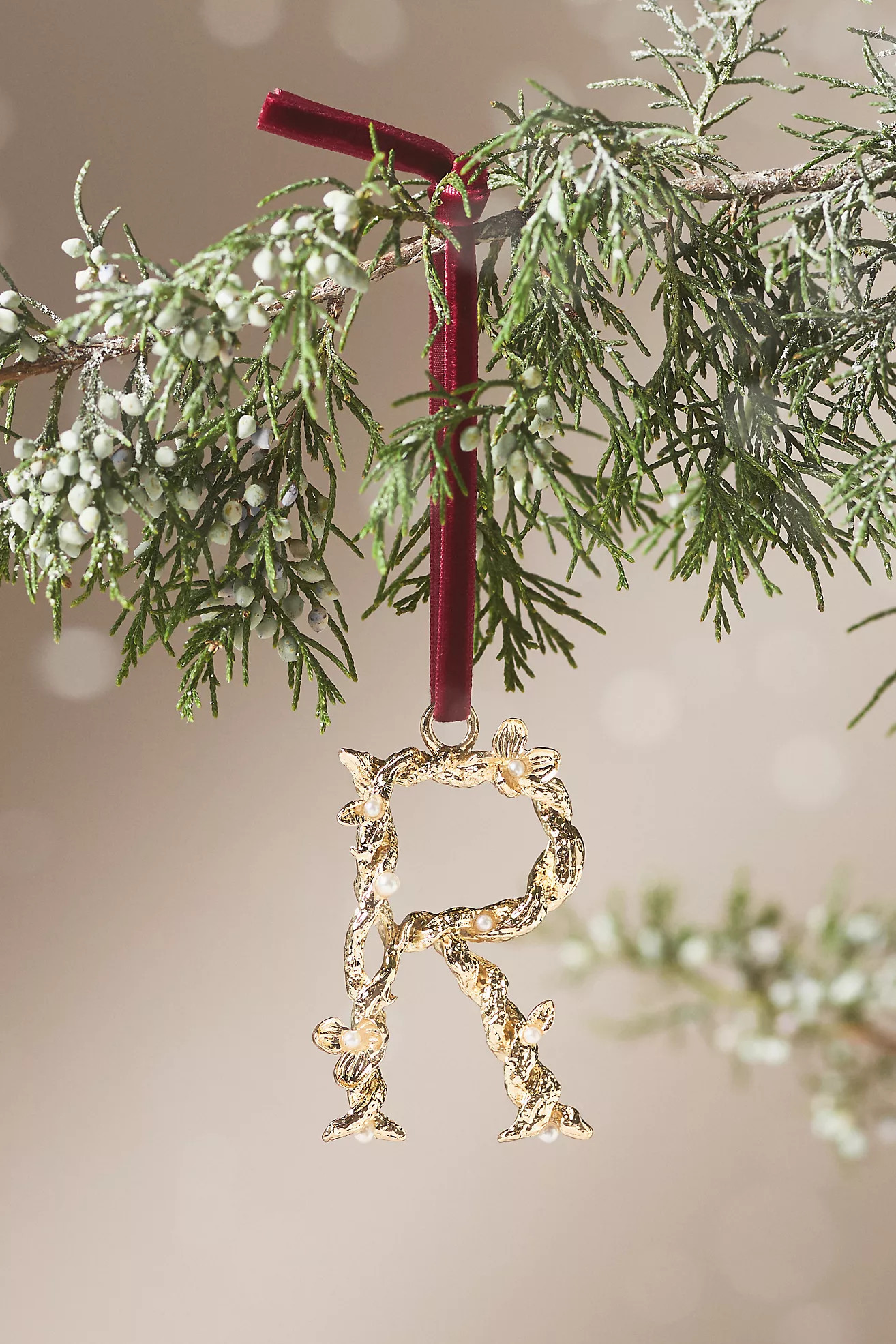 Aurelia Gold Monogram Ornament | Anthropologie (US)