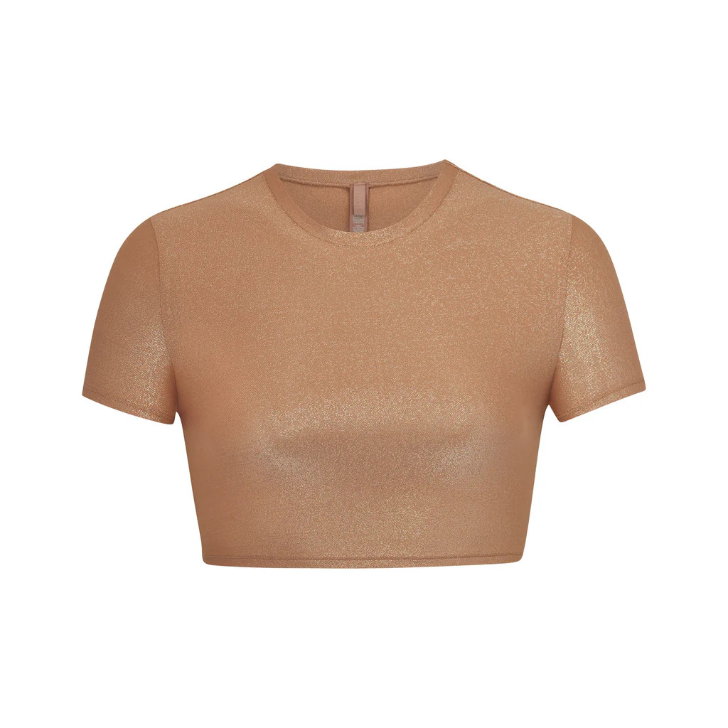 SHIMMER CROPPED T-SHIRT | SKIMS (US)