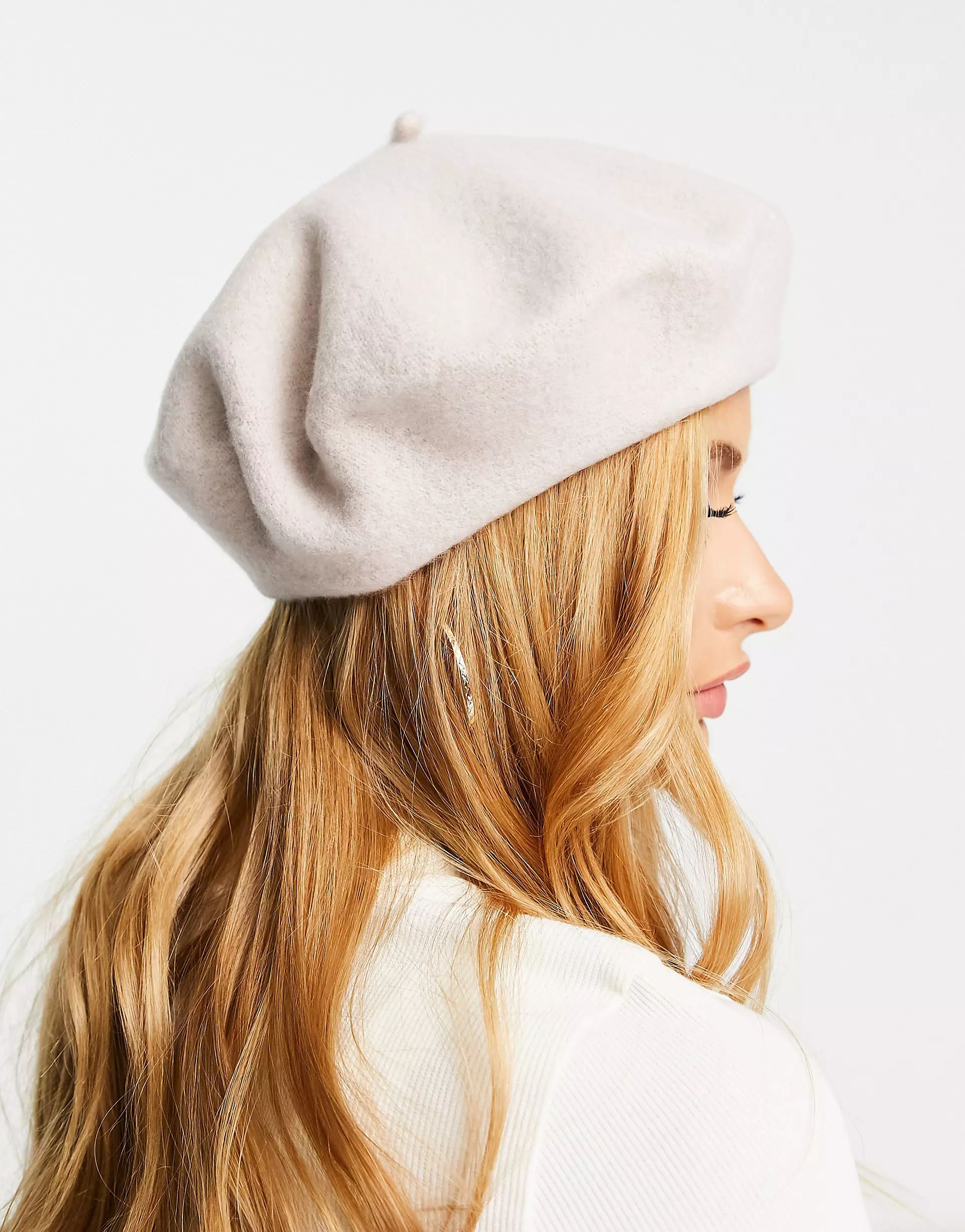 ASOS DESIGN wool beret in winter white | ASOS (Global)