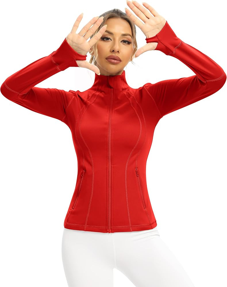 QUEENIEKE Women Athletic Jackets Cottony-Soft Full Zip Slim Fit Workout Running Jacket with Pocke... | Amazon (US)