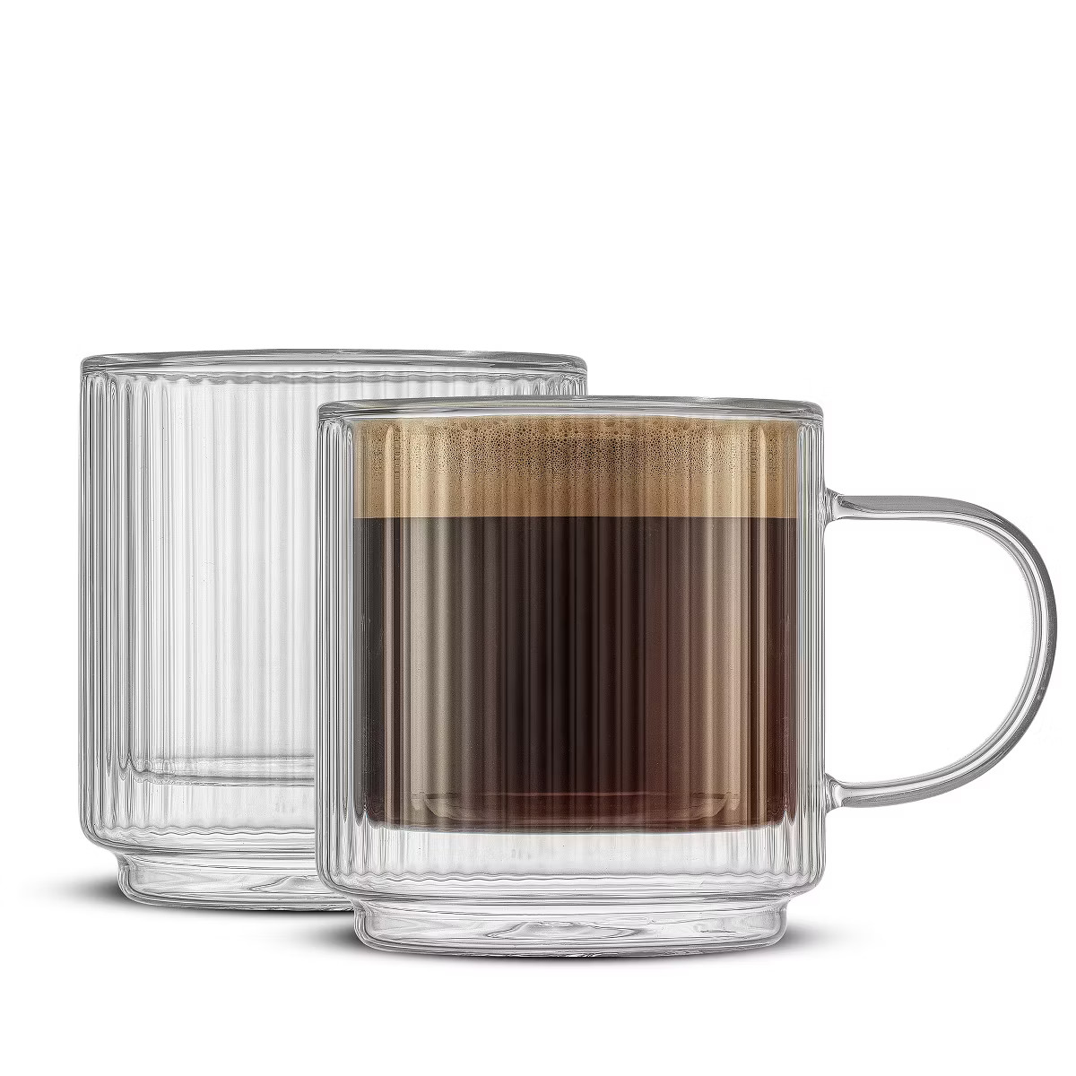 Haven Fluted Stackable Double Wall Glass Mugs - 13.5 oz - Set of 2 | Target