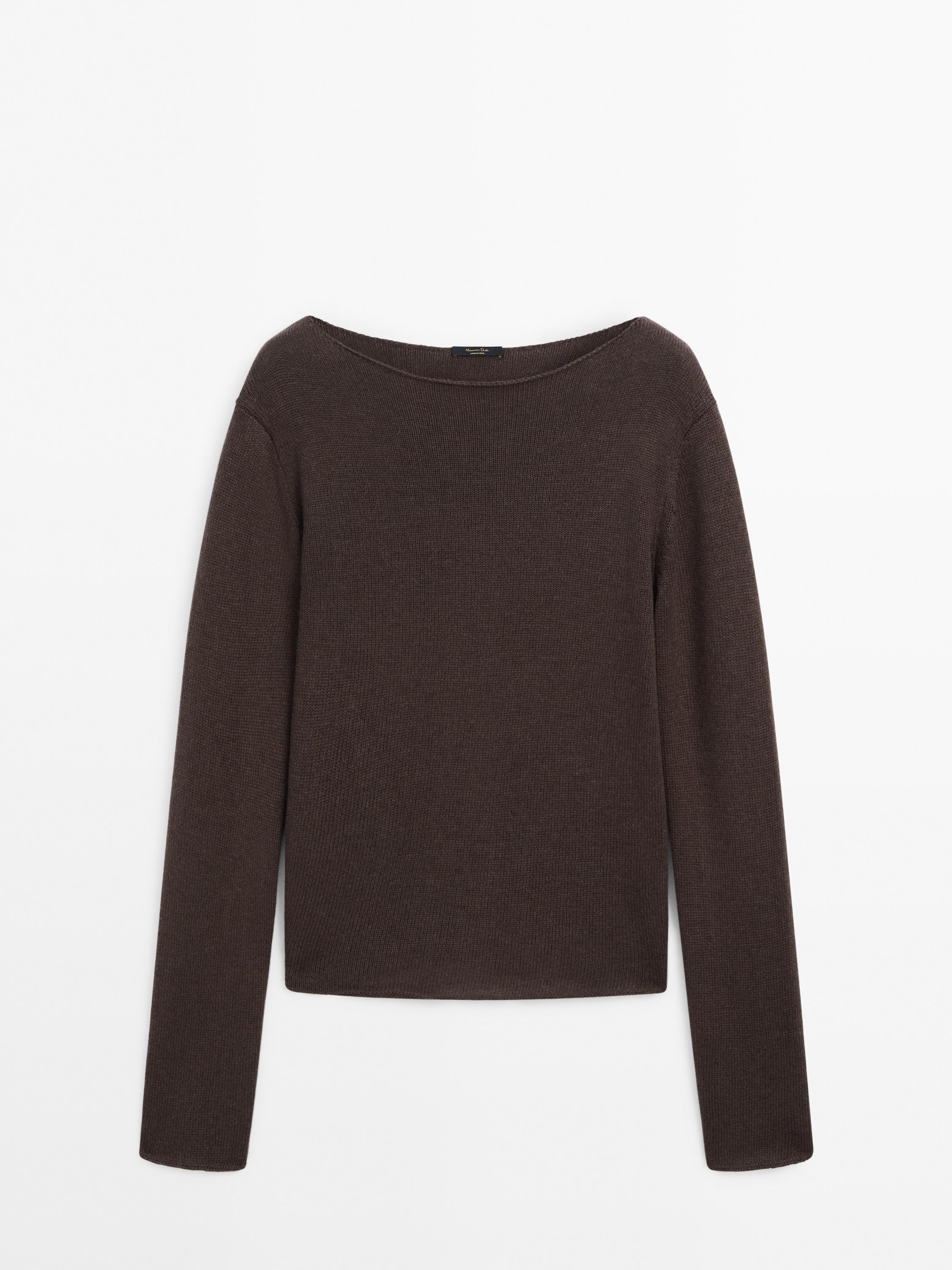Fine knit wool sweater with trims | Massimo Dutti US