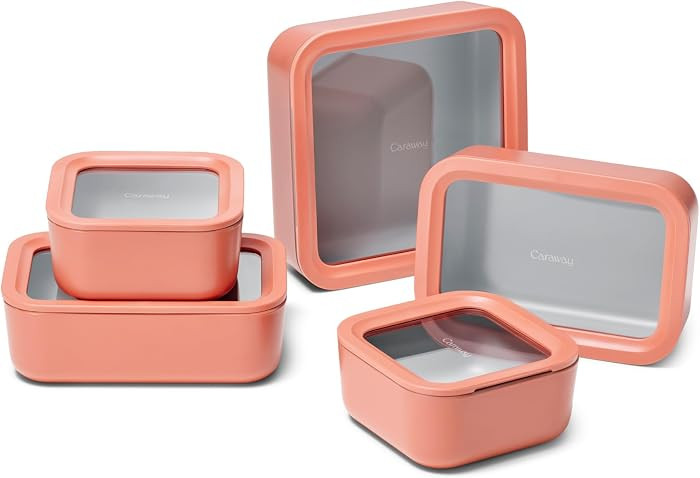 Caraway 13pc Glass Food Storage Container Set - Easy to Store, Non Toxic Lunch Box - with Glass L... | Amazon (US)
