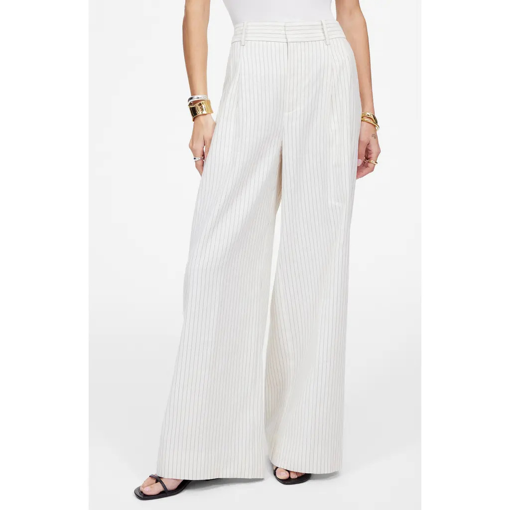 Madewell Superwide Leg Linen & Cotton Blend Pants in Tan And Black Stripe at Nordstrom Rack, Size 12 | Nordstrom Rack