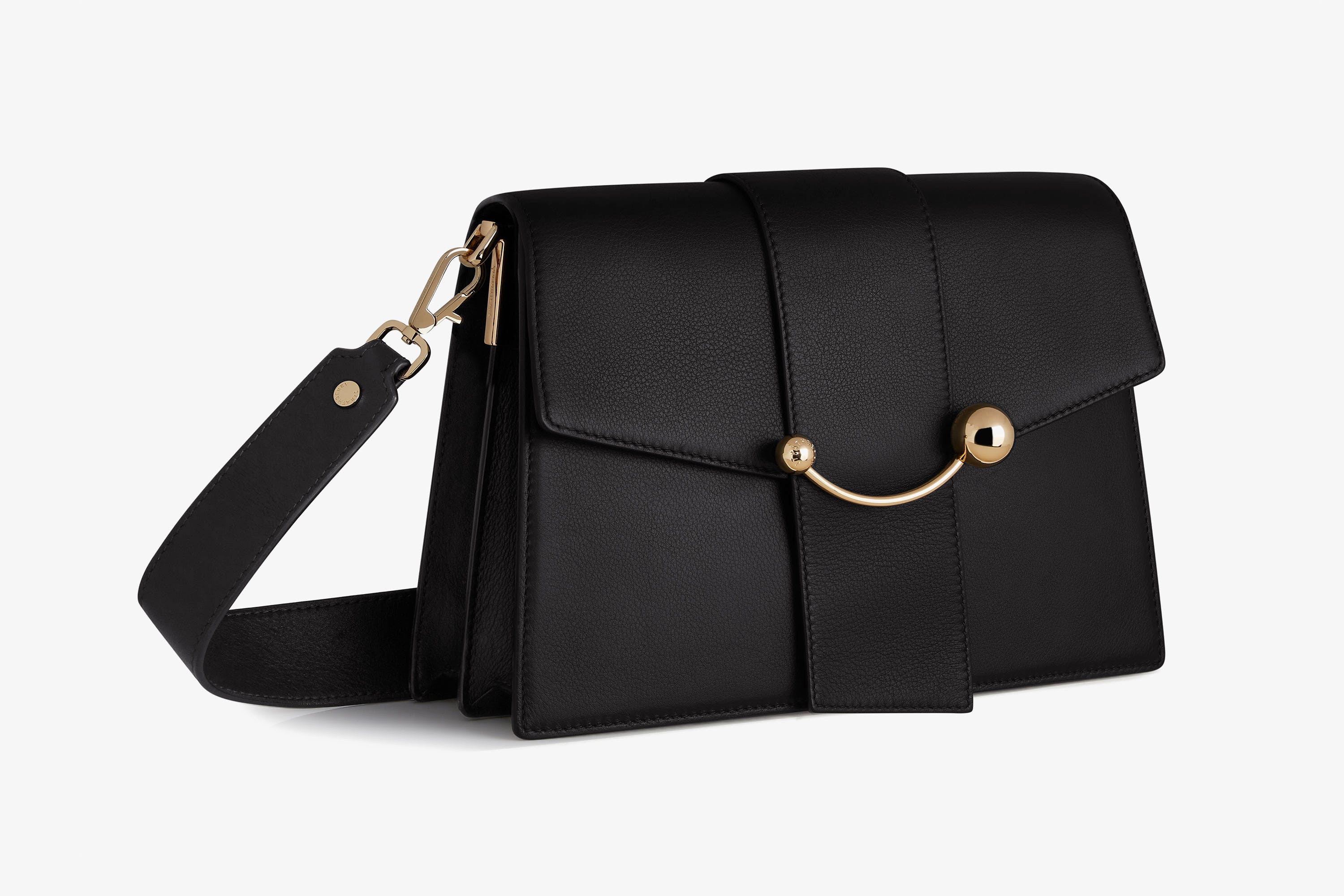 Strathberry - Crescent Shoulder - Leather Shoulder Bag - Black | Strathberry