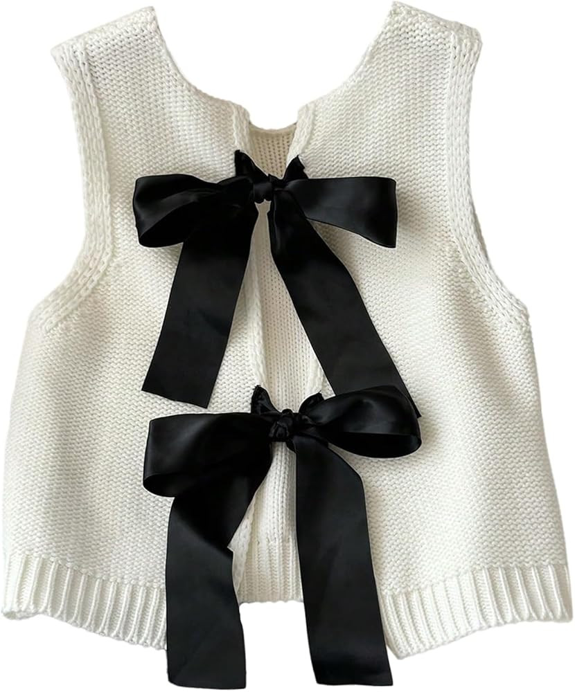 GORGLITTER Women's Bow Sweater Vest Tops Tie Knot Sleeveless Knit Crop Tank Top Cute Summer Vacat... | Amazon (US)