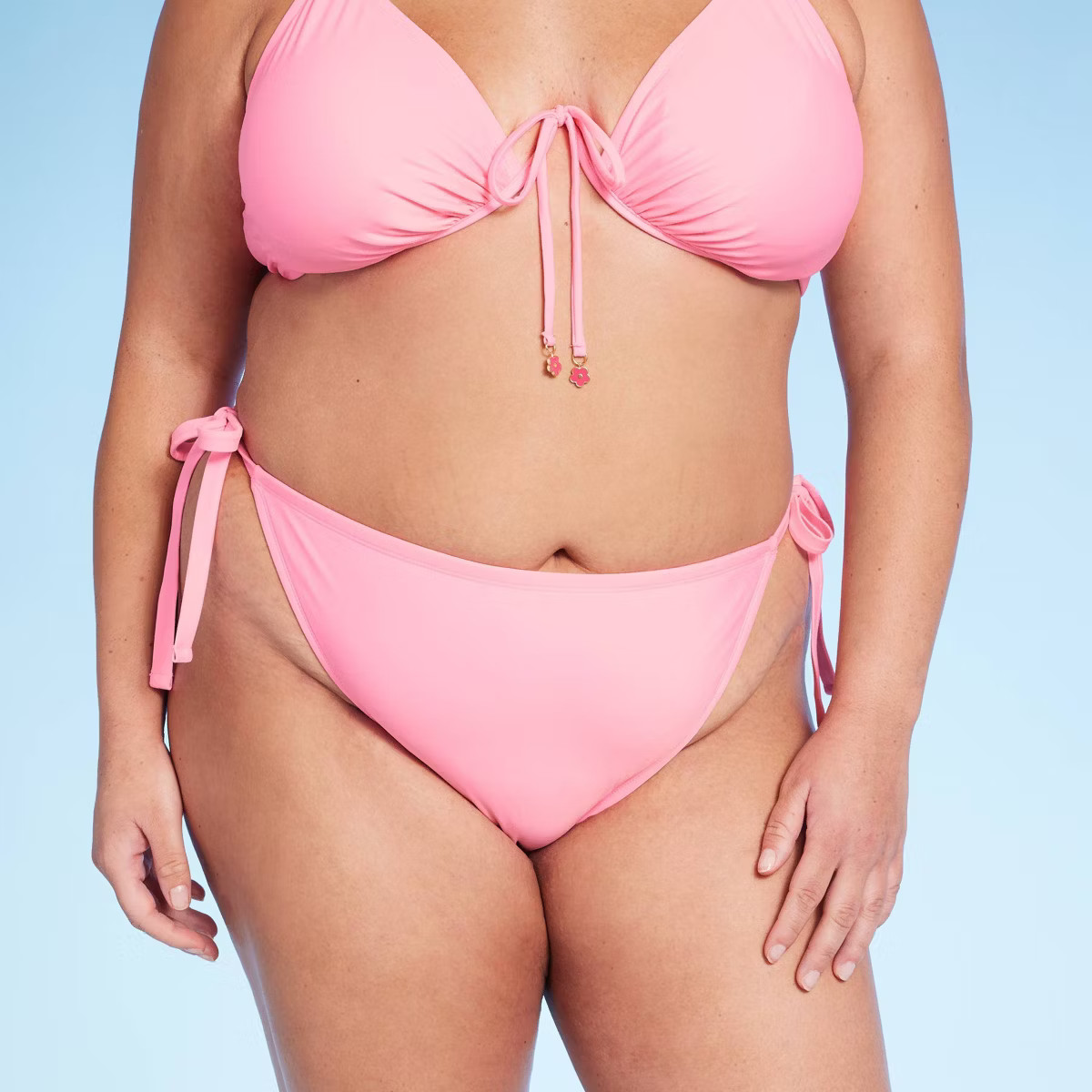 Women's Side-Tie Low-Rise Cheeky High Leg Bikini Bottom - Wild Fable™ Pink X | Target