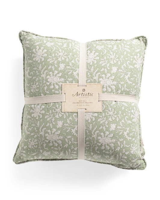 20x20 2pk Floral Hand Printed Reversible Pillows | TJ Maxx
