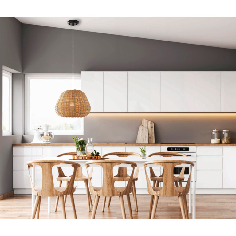 Better Homes and Gardens Natural Woven Pendant, Matte Black Finish | Walmart (US)