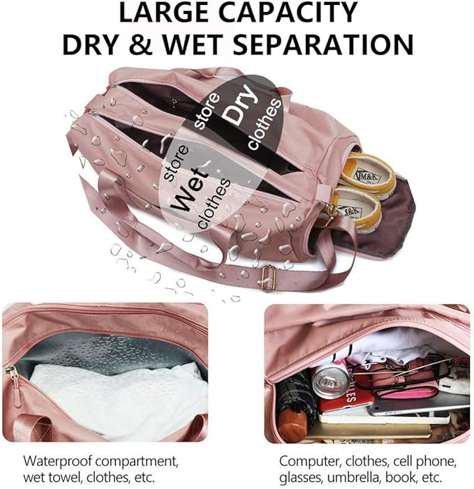 Sports Gym Bag with Wet Pocket & Shoes Compartment, Travel Duffel Bag for Men and Women Lightweig... | Amazon (US)
