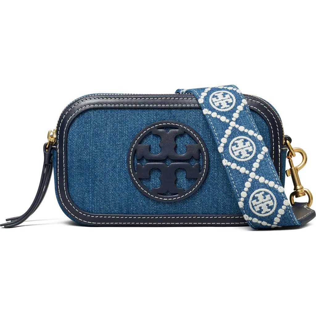 Tory Burch Mini Miller Denim Crossbody Bag in Denim Multi at Nordstrom | Nordstrom