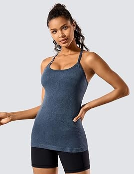 CRZ YOGA Seamless Workout Tank Tops for Women Racerback Athletic Camisole Sports Shirts with Buil... | Amazon (US)