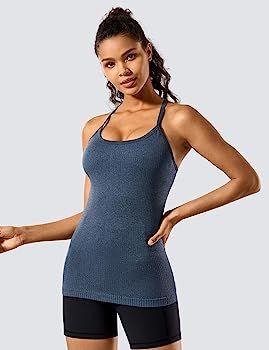 CRZ YOGA Seamless Workout Tank Tops for Women Racerback Athletic Camisole Sports Shirts with Buil... | Amazon (US)